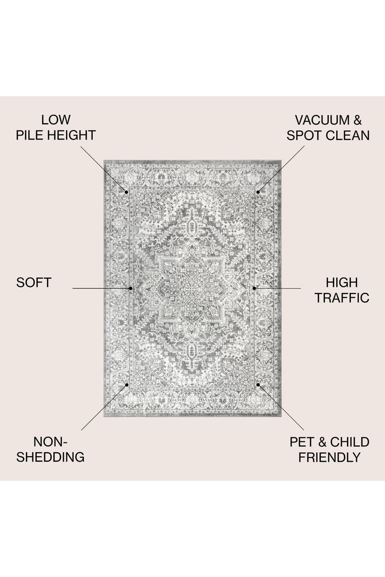 Modern Persian Vintage Medallion Area Rug, Alternate, color, Light Gray