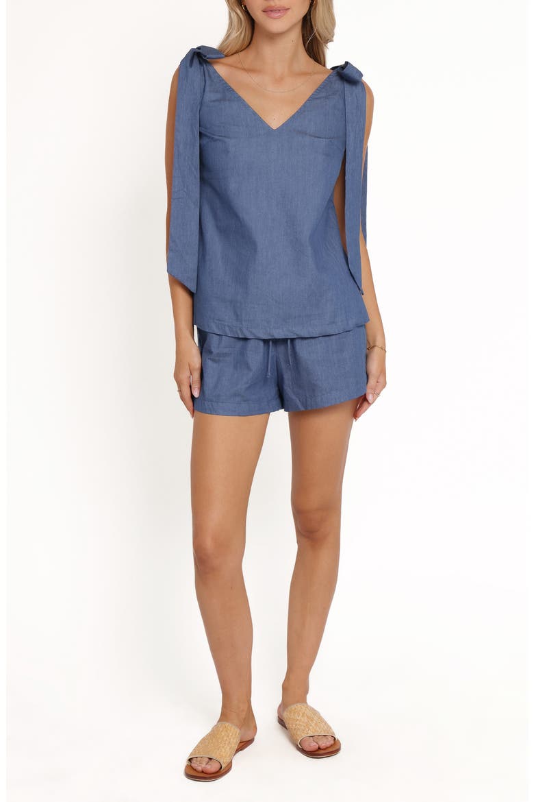 Francis Cotton V-Neck Top & Shorts Set, Main, color, DENIM