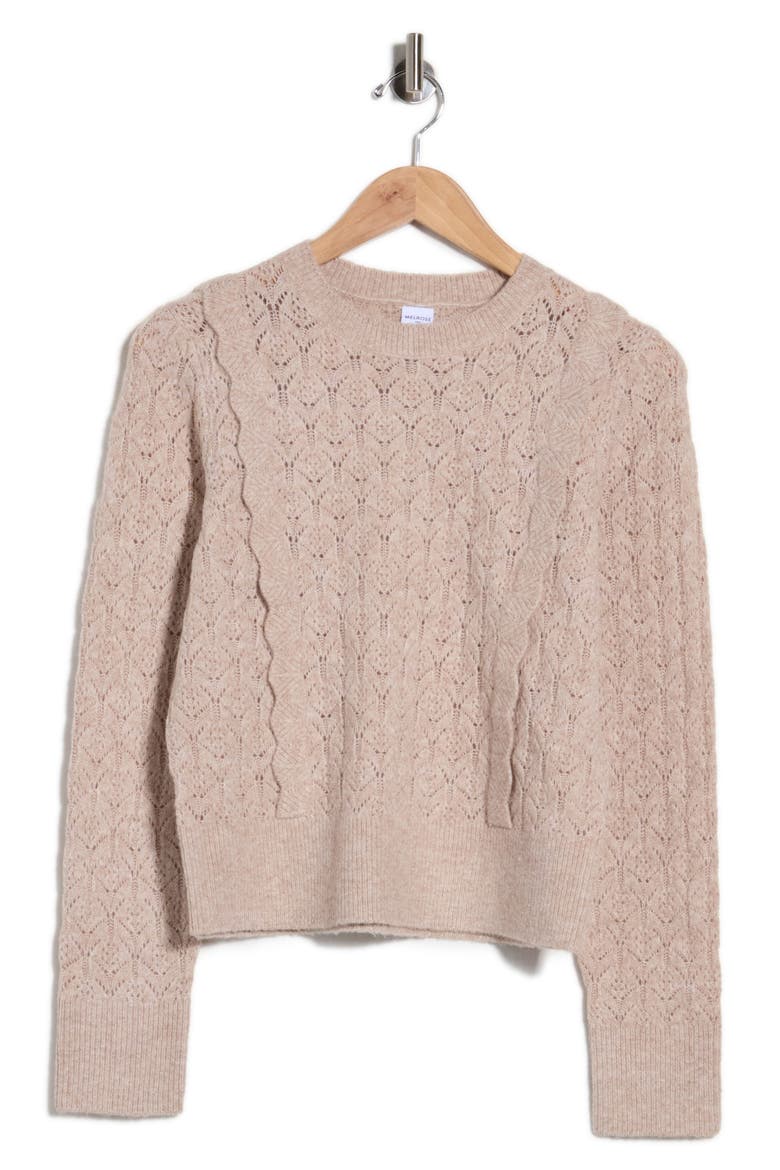 Pointelle Sweater, Alternate, color, TAN LATTE
