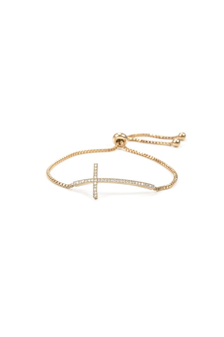 14k Gold Plated Cross Bracelet Faith Jewelry Dainty Meaningful Gift, Main, color, Gold