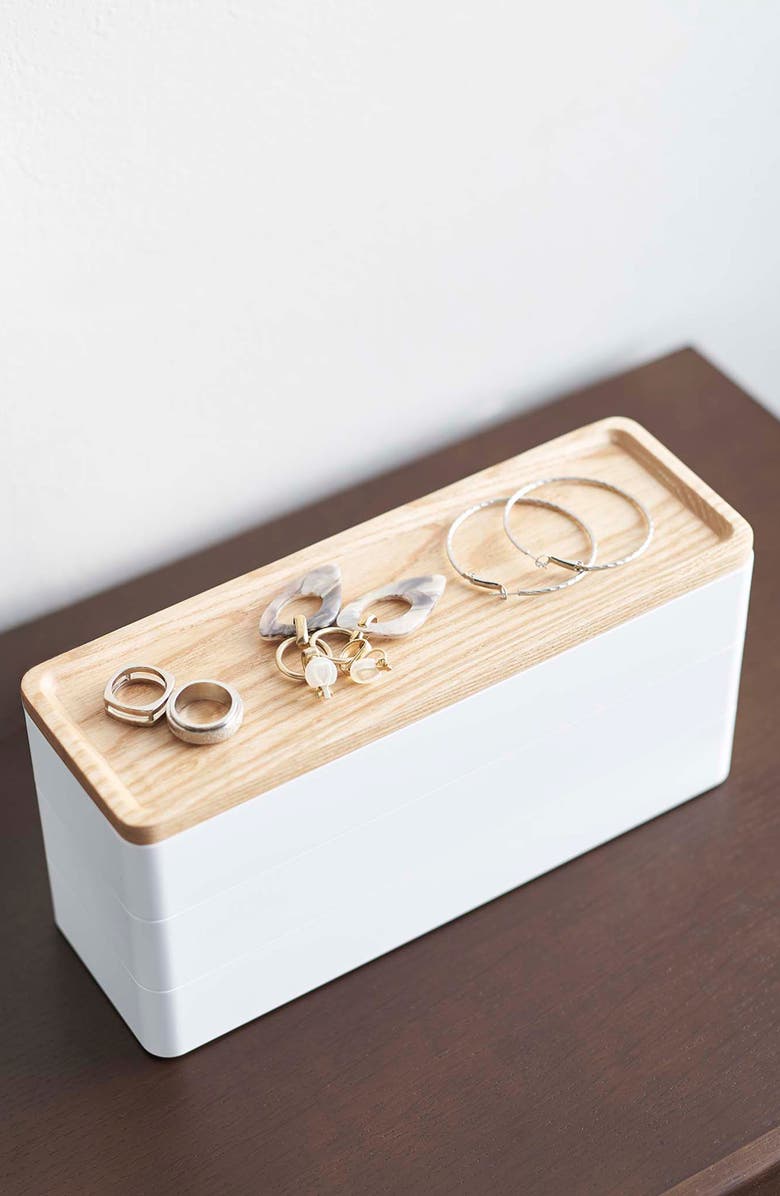 Yamazaki 3-Tier Accessory/Watch Box, Alternate, color, White