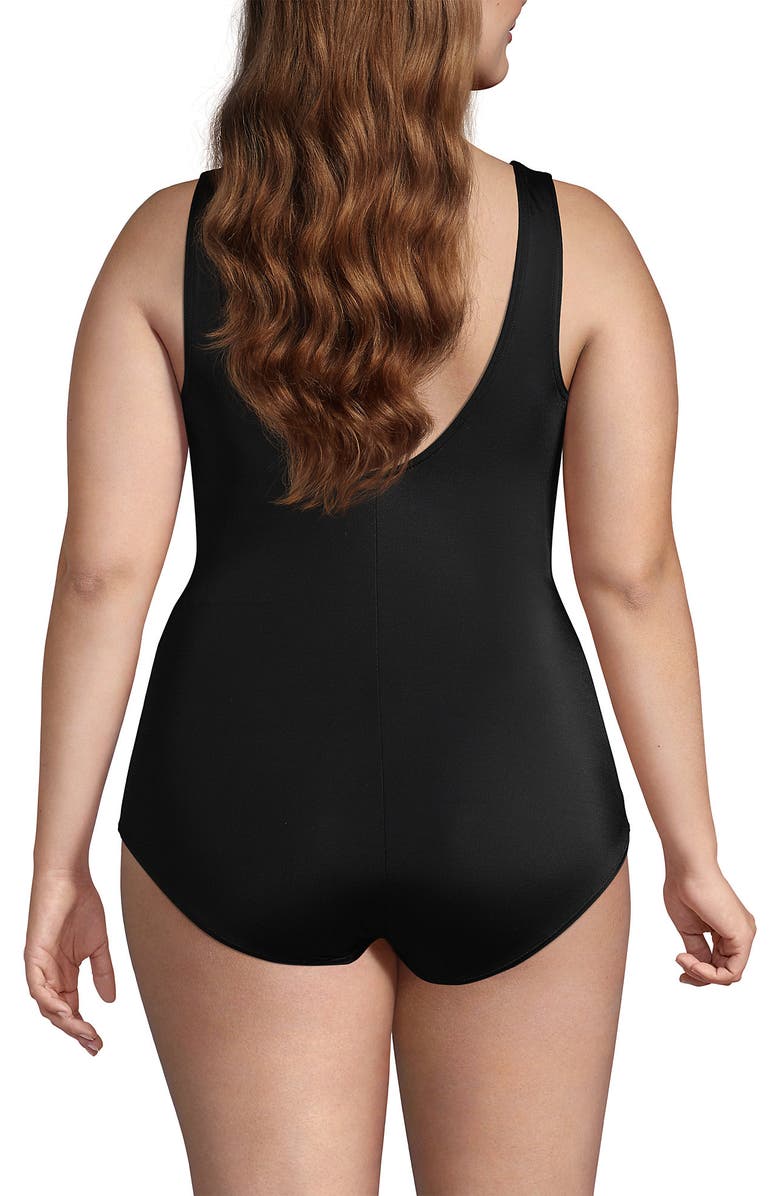 Lands' End Mastectomy Chlorine Resistant Tugless One Piece Swimsuit Soft Cup, Alternate, color, Black