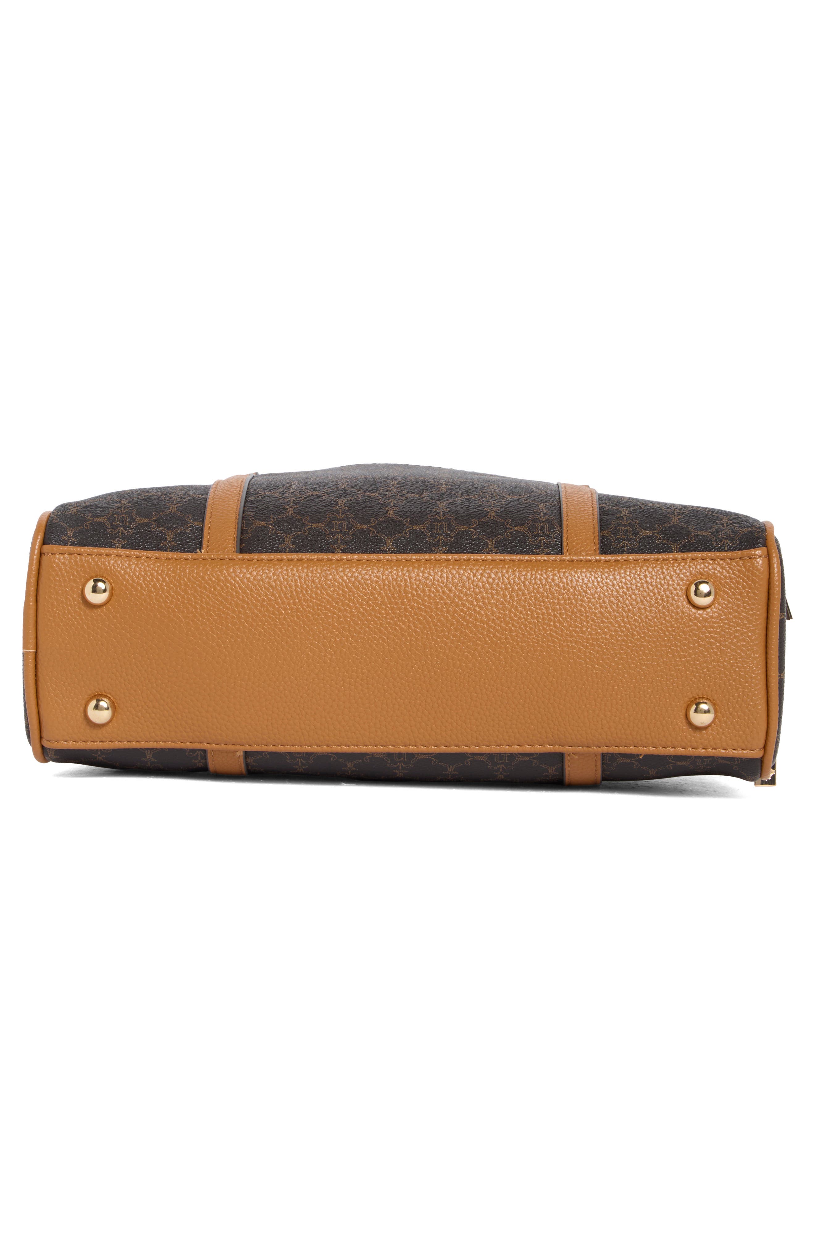 Nanette Lepore East/West Double Section Shoulder Bag, Alternate, color, Chocolate Logo-Vachetta