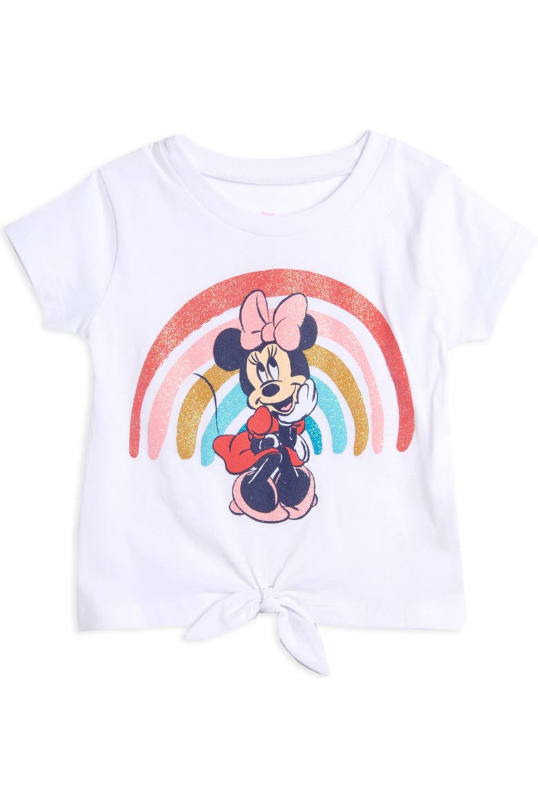 Minnie Mouse T-Shirt and Bike Shorts Set with Scrunchie, Alternate, color, Minnie White Denim
