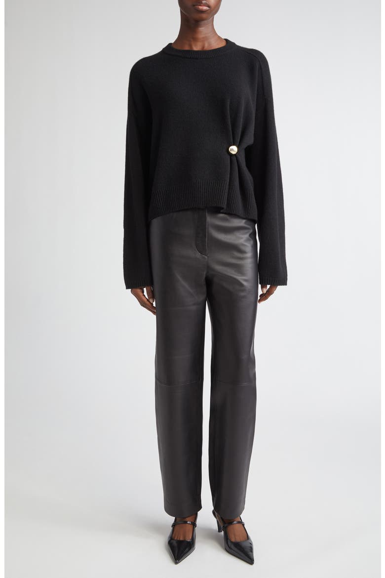 Bill Draped Cashmere Sweater, Alternate, color, BLACK