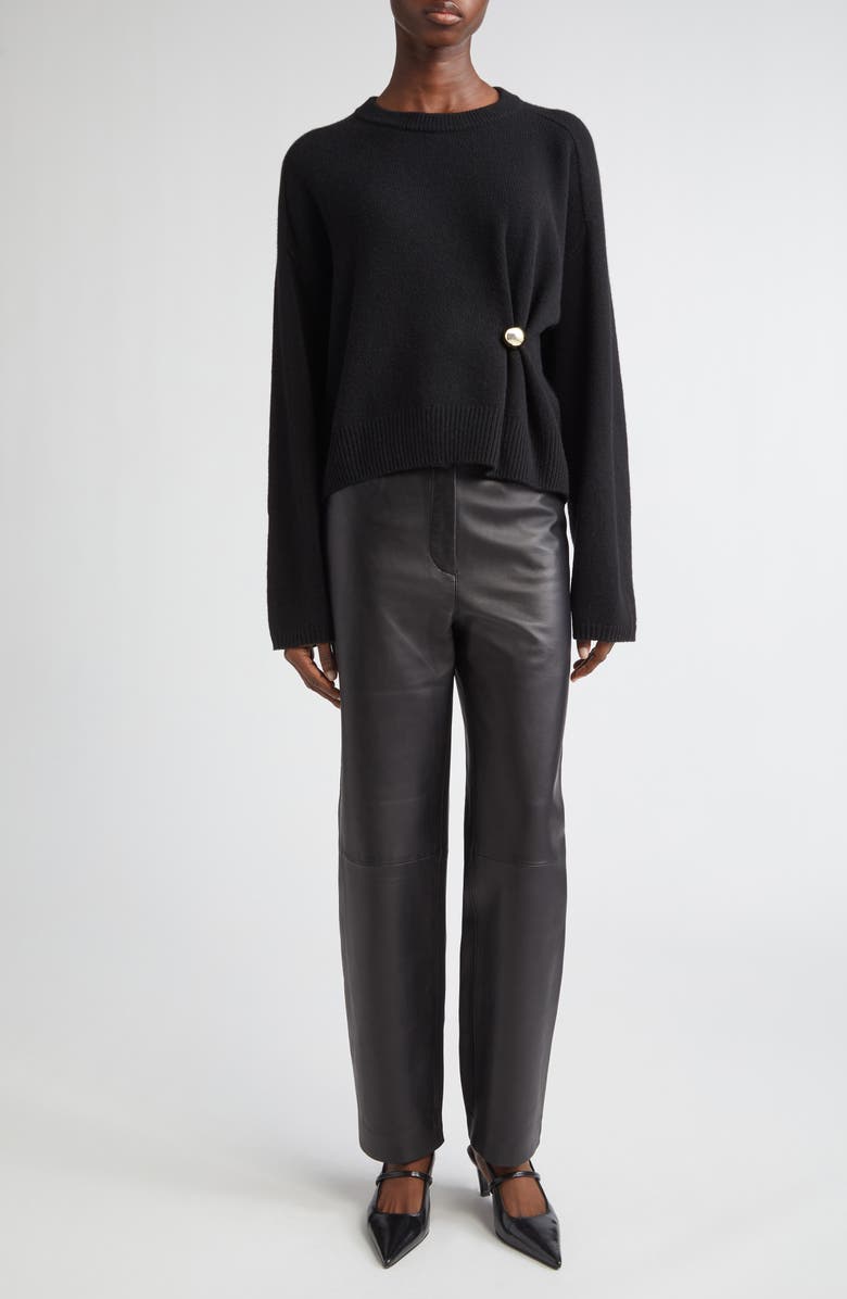 LOULOU DE SAISON Bill Draped Cashmere Sweater, Alternate, color, Black