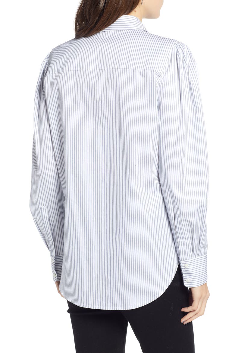 Pleated Sleeve Stripe Shirt, Alternate, color, WHITE STOCKHOLM STRIPE