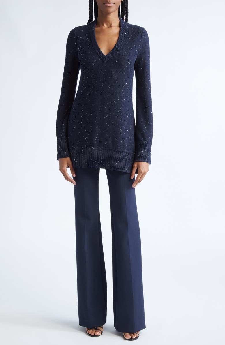 Michael Kors Collection Sequin Linen & Cotton Sweater, Alternate, color, Midnight