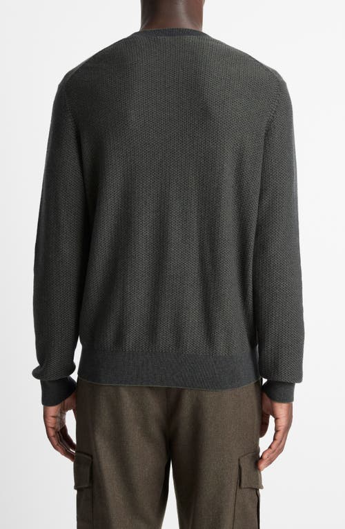 Vince Geometric Jacquard Wool & Cotton Blend Crewneck Sweater In Green