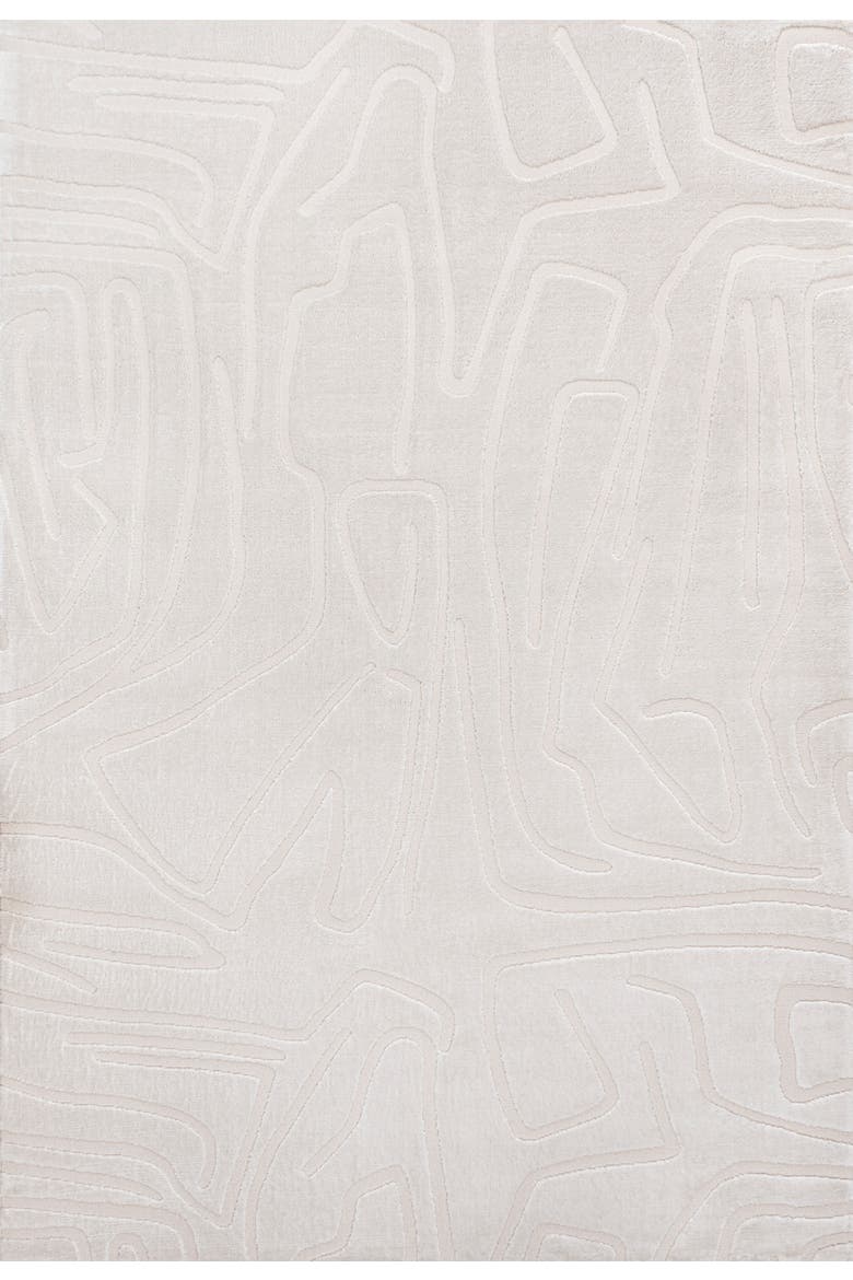 Alcina Modern Scandinavian Graphic Lines High-Low Area Rug, Main, color, White/Cream