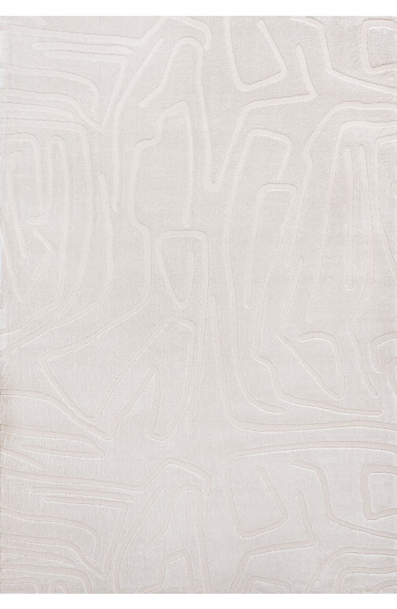 JONATHAN Y Alcina Modern Scandinavian Graphic Lines High-Low Area Rug, Main, color, White/Cream