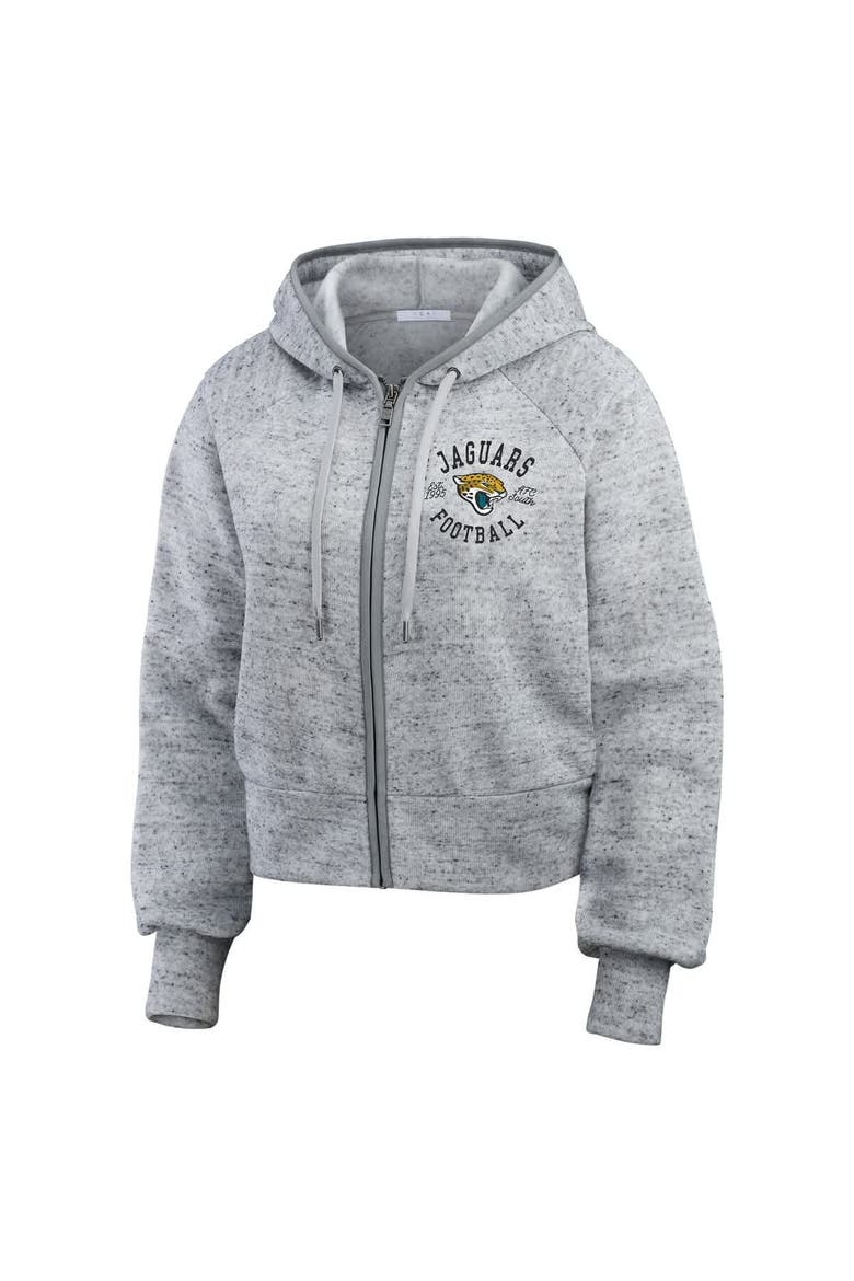 Women's WEAR by Erin Andrews  Heather Gray Jacksonville Jaguars Speckled Fleece Cropped Full-Zip Hoodie, Alternate, color, Heather Gray