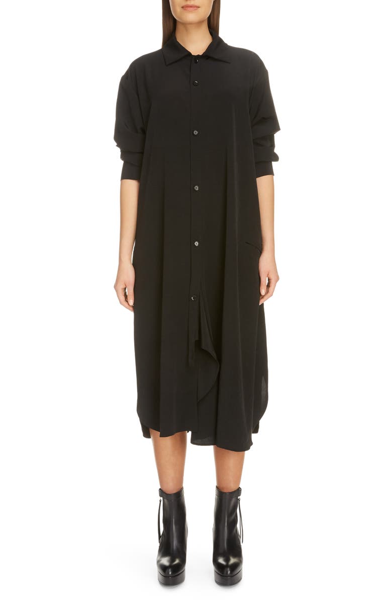 Y's by Yohji Yamamoto Long Sleeve Midi Shirtdress, Main, color,