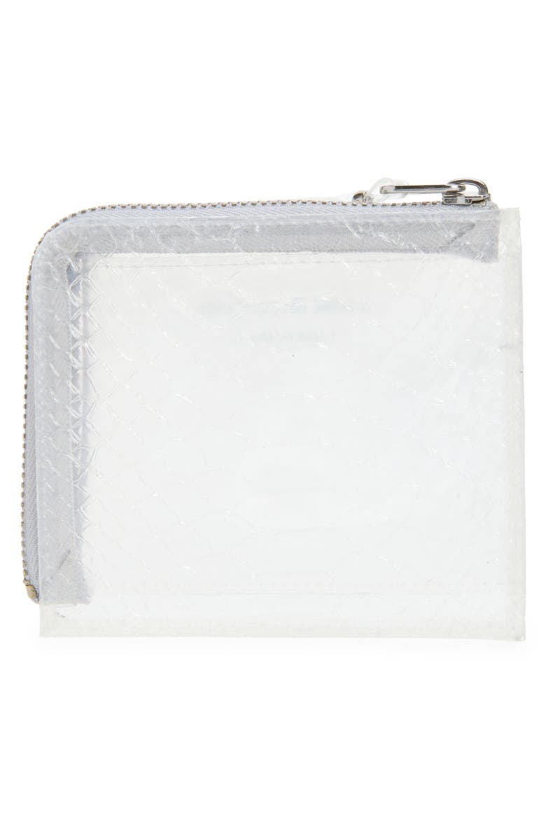 Clear Snakeskin Embossed Zip Around Wallet, Alternate, color, TRANSPARENT