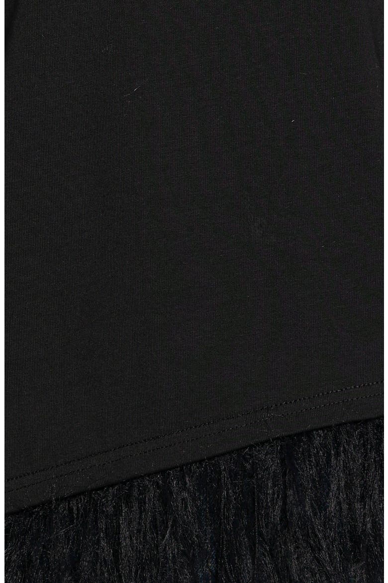 Darleah Feather Trim T-Shirt, Alternate, color, BLACK