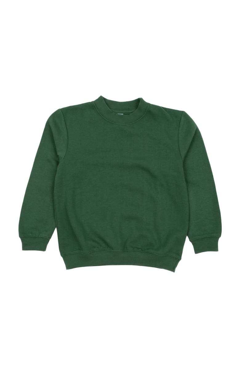 Leveret Kids Pullover Sweatshirt, Long Sleeve, Solid Colors, Main, color, Uniform Green