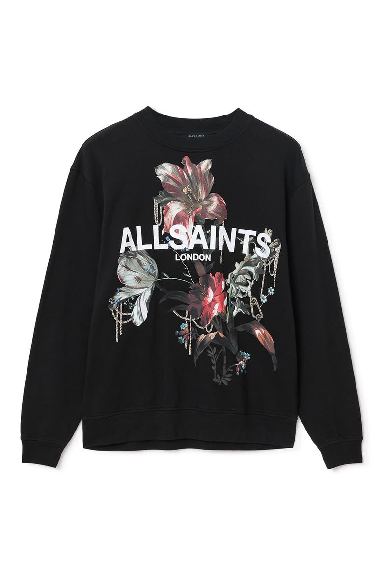 Ania Etta Graphic Sweatshirt, Alternate, color, BLACK