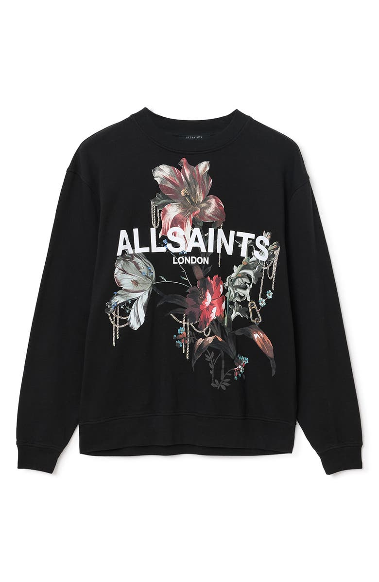 AllSaints Ania Etta Graphic Sweatshirt, Alternate, color, Black