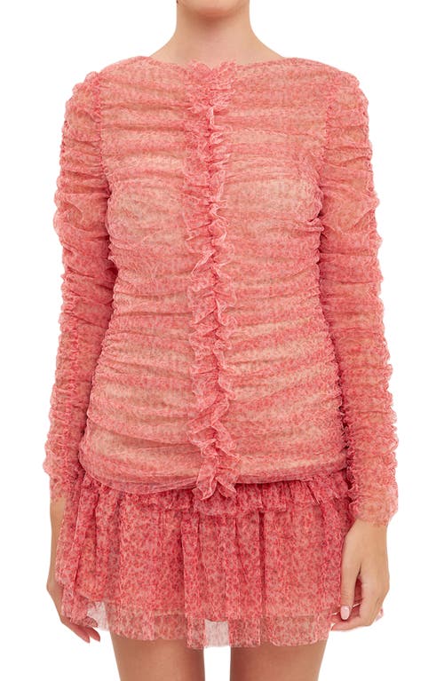ENDLESS ROSE ENDLESS ROSE FLORAL PRINT RUFFLE TULLE TOP 
