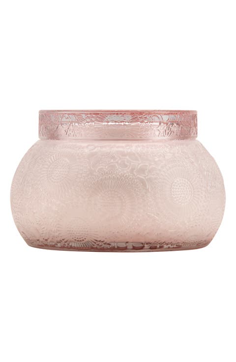 Japonica Chawan Bowl Two-Wick Embossed Glass Candle