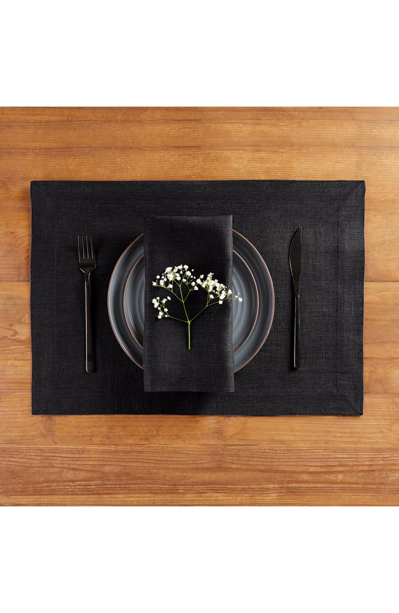 Solino Home Linen Dinner Napkins - Diana, 20" x 20", Alternate, color, Black