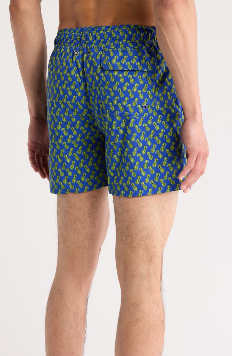 Bugatchi Pineapple Print Swim Trunks, Alternate, color,