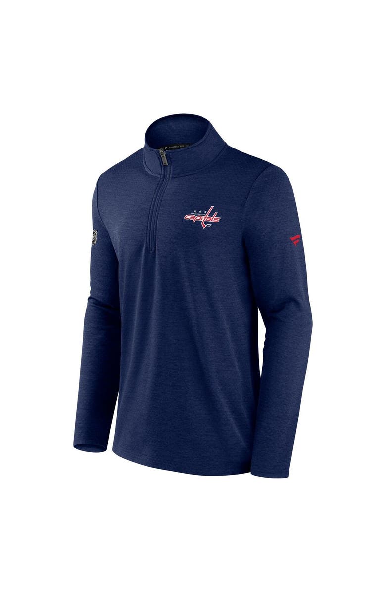 FANATICS Men's Fanatics Branded Heather Navy Washington Capitals Authentic Pro Rink Quarter-Zip Jacket, Alternate, color, 