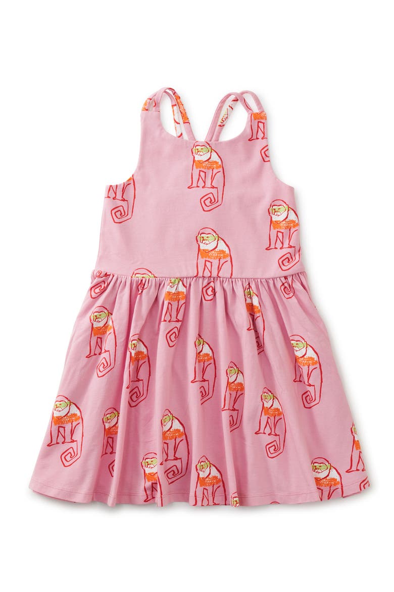 Strappy Back Skirted Dress, Main, color, Cochin Monkeys in Pink