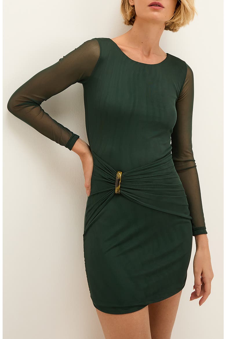 Catalina Long Sleeve Cover-Up Minidress, Alternate, color, GREEN