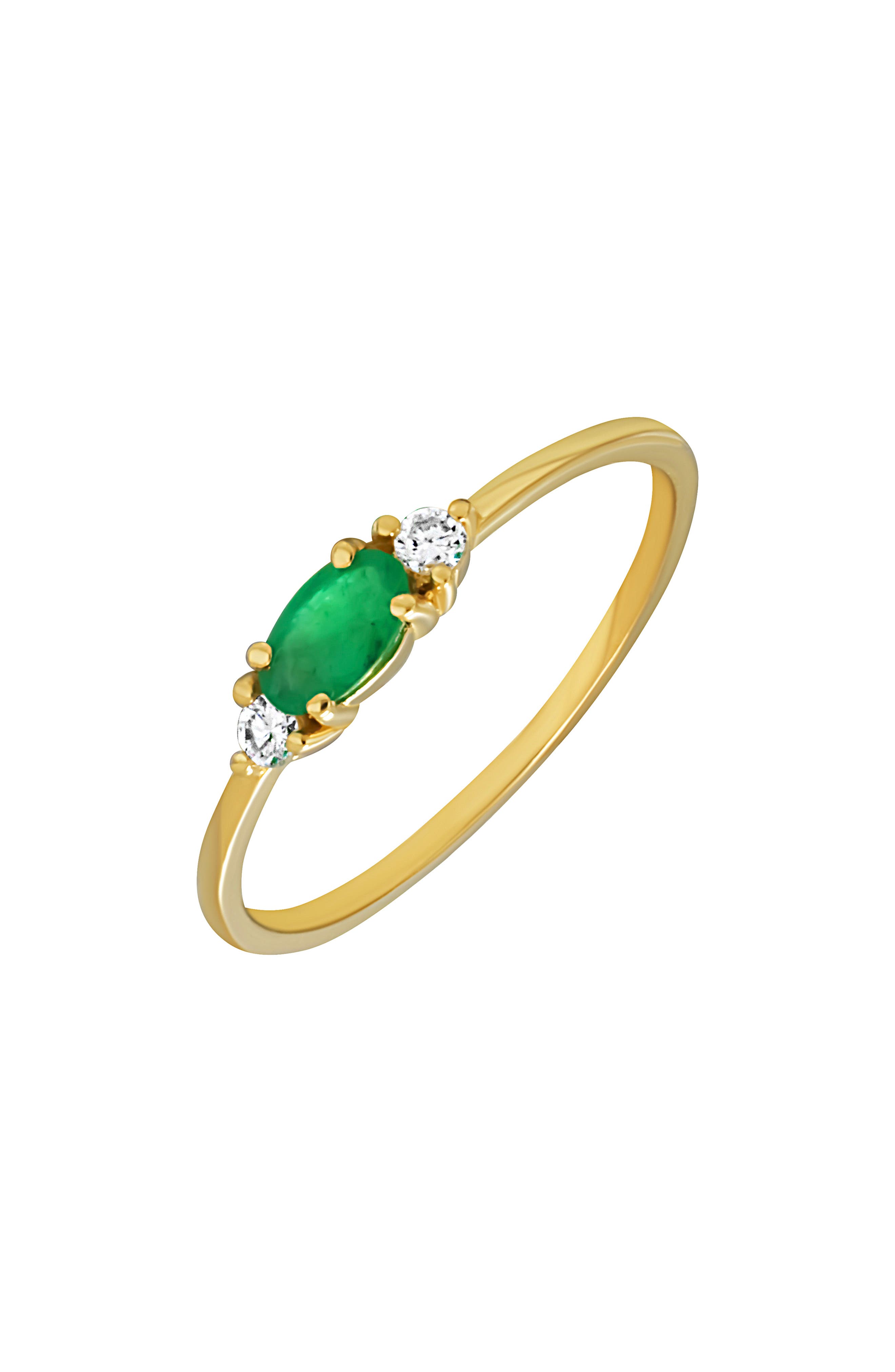 Bony Levy El Mar Emerald & Diamond Stackable Ring - 0.06ct.
