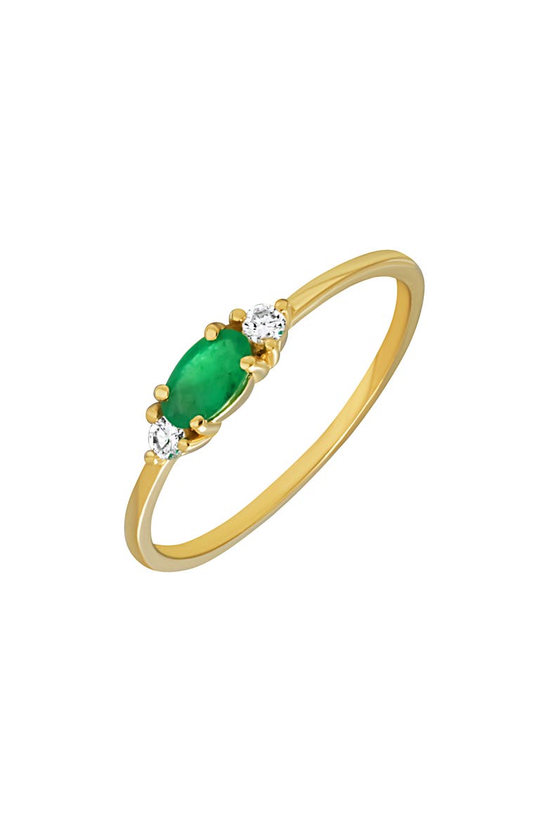 El Mar Emerald & Diamond Stackable Ring - 0.06ct. (Nordstrom Exclusive), Main, color, 18K YELLOW GOLD