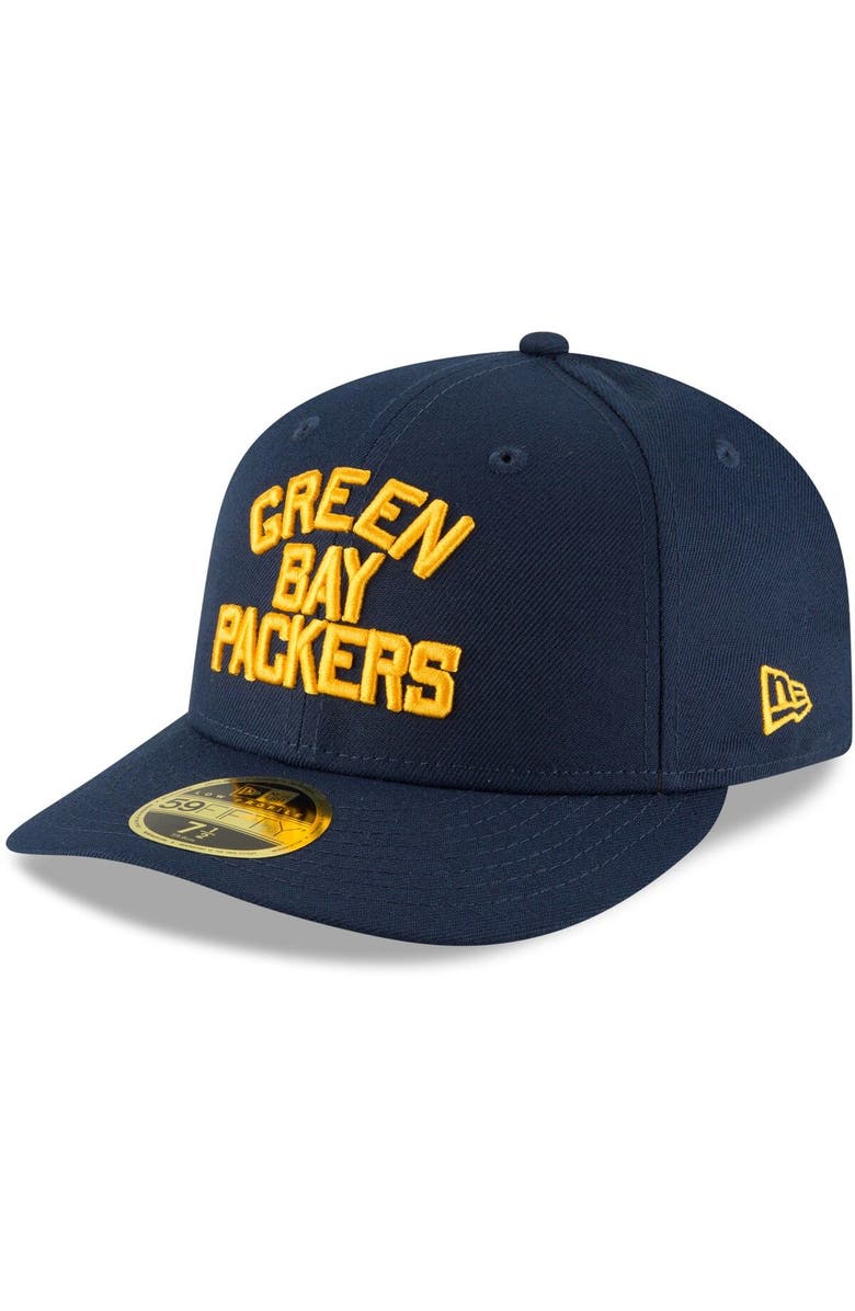New Era Men's New Era Navy Green Bay Packers Omaha Throwback Low Profile 59FIFTY Fitted Hat, Main, color, 
