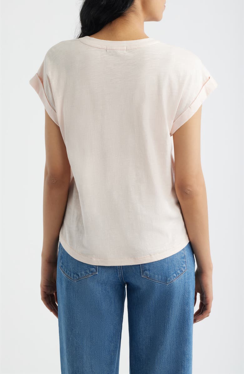 Wit & Wisdom Embroidered Eyelet Cap Sleeve T-Shirt, Alternate, color, Angel Pink