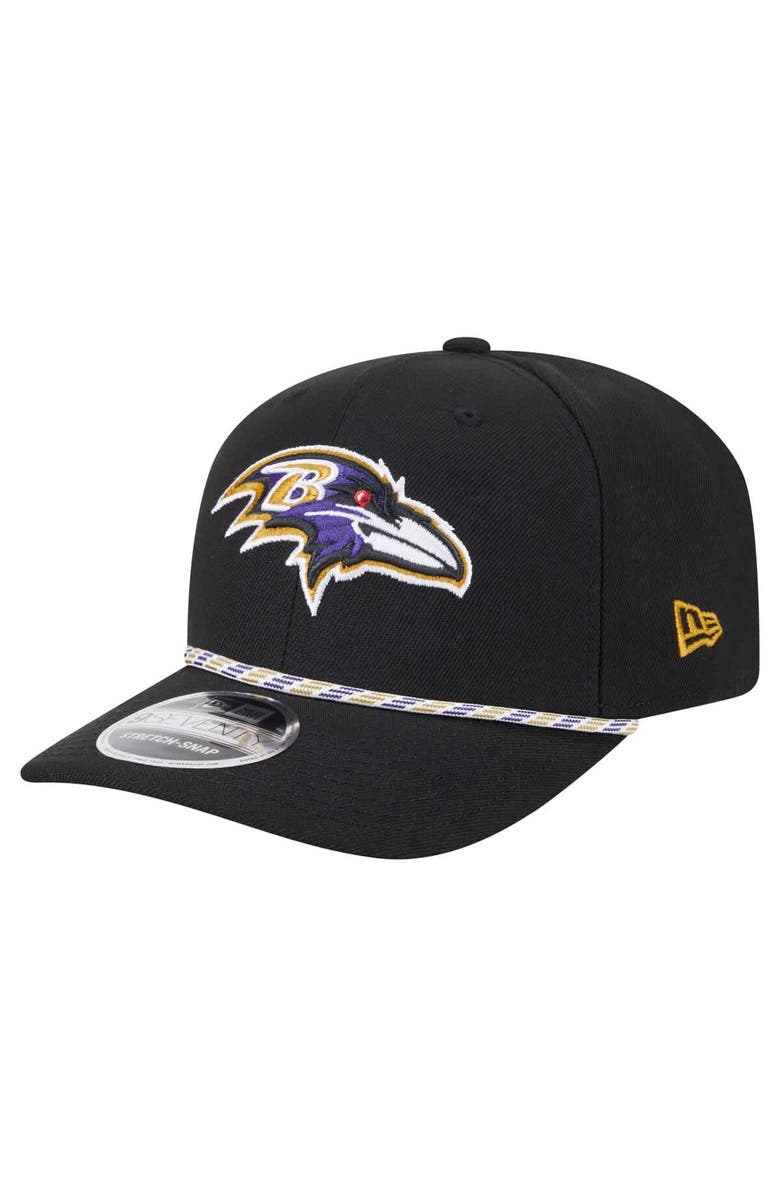 New Era Men's New Era Black Baltimore Ravens Gameday Multi Rope 9SEVENTY Stretch-Snap Hat, Main, color, Black