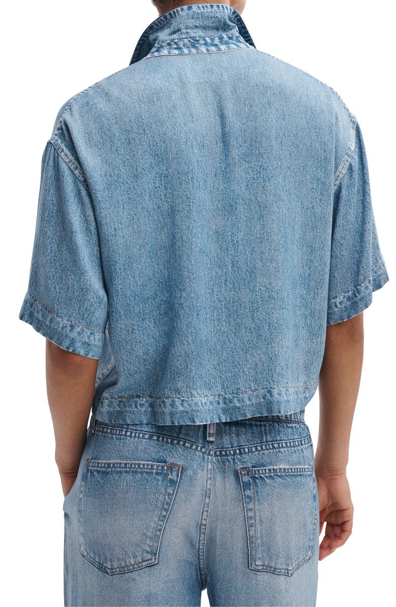 rag & bone rb Miramar Slink Lounge Abby Trompe L'Oeil Faux Denim Crop Button-Up Shirt, Alternate, color, Muray