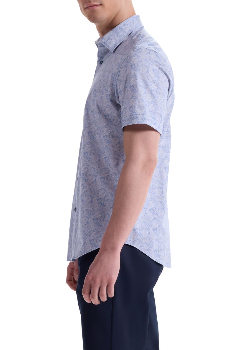 Bugatchi Miles OoohCotton<sup>®</sup> Short Sleeve Button-Up Shirt, Alternate, color, Air Blue