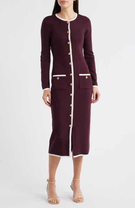 ZOE AND CLAIRE Long Sleeve Knit Midi Dress