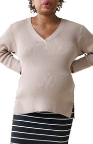Ingrid & Isabel® Side Zip Rib Maternity/Nursing Sweater