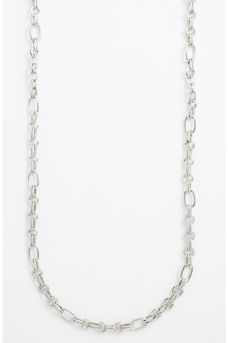 Long Textured Link Necklace, Alternate, color, SILVER