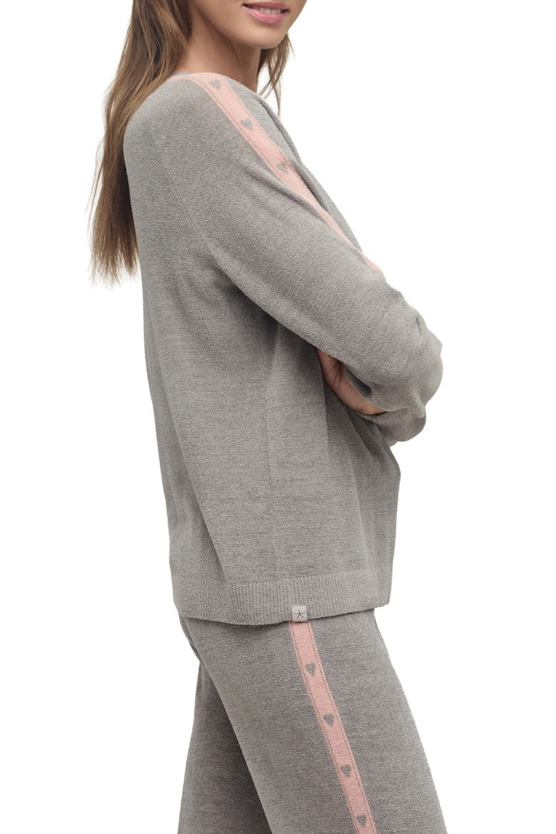 CozyChic® Ultra Lite® Heart Stripe Crewneck Lounge Top, Alternate, color, DOVE GRAY-PINK SAND