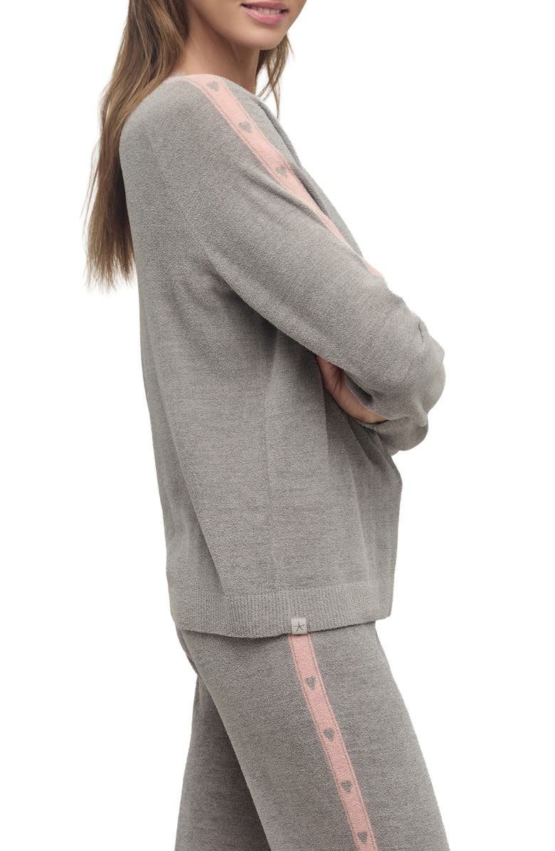 Barefoot Dreams<sup>®</sup> CozyChic<sup>®</sup> Ultra Lite<sup>®</sup> Heart Stripe Crewneck Lounge Top, Alternate, color, Dove Gray-Pink Sand