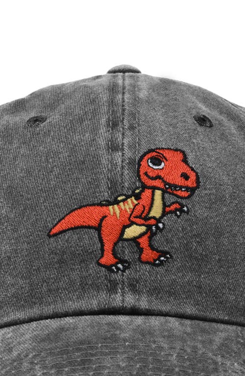 Dalix T-rex Embroidered Casual Cap In Washed Black