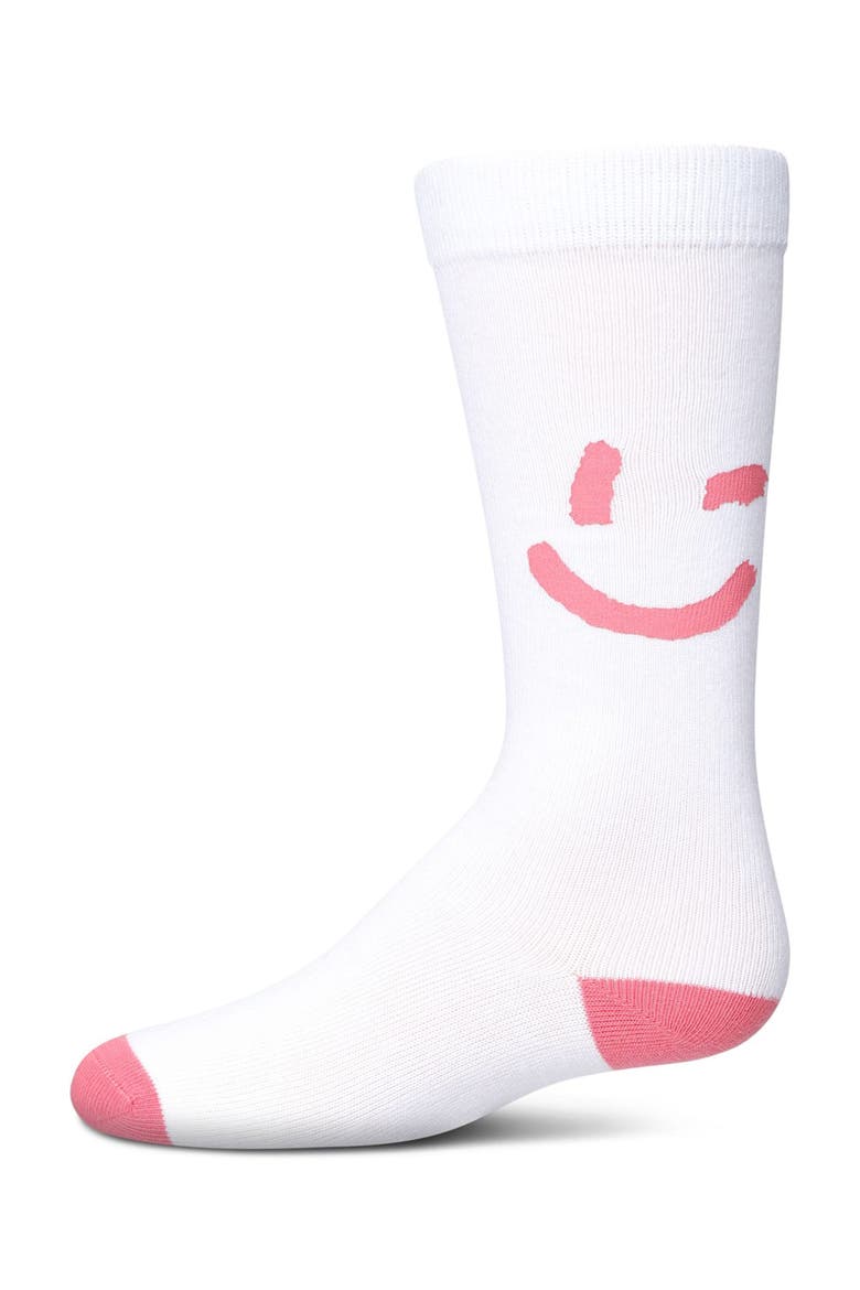 Air Brush Winking Smiley Knee High Sock, Main, color, Pink Lemonade