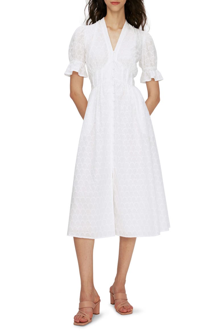Erica Eyelet A-Line Dress, Main, color, IVORY