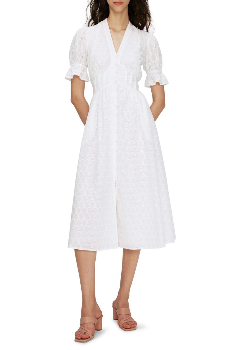DVF Erica Eyelet A-Line Dress, Main, color,