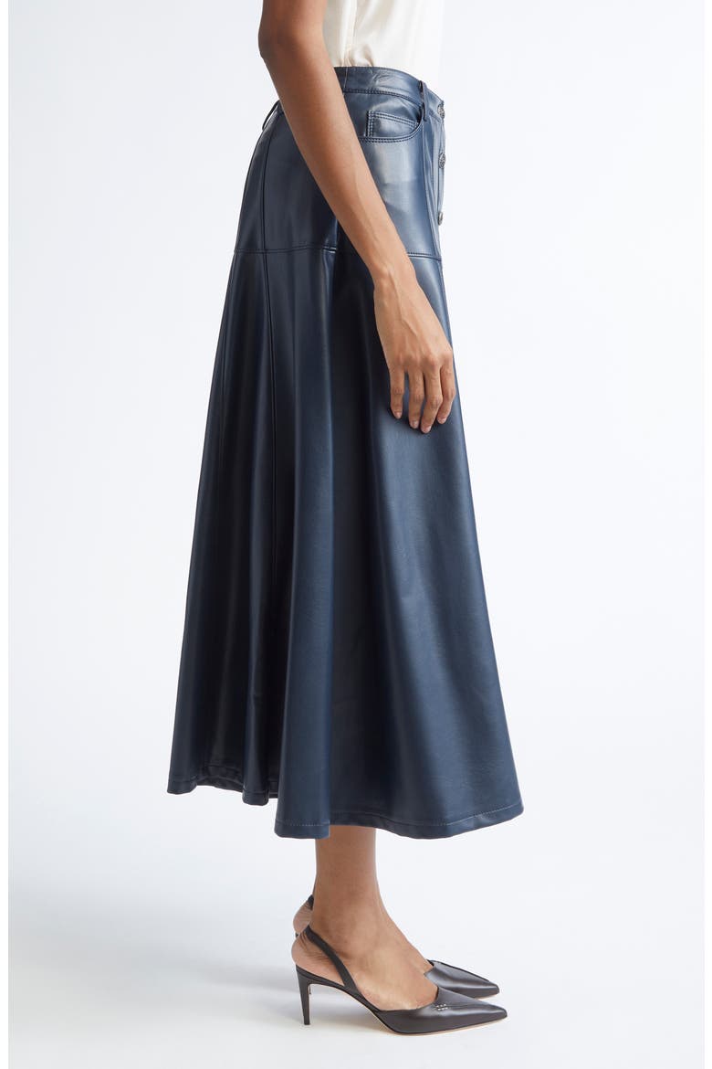 Veena Faux Leather Skirt, Alternate, color, NAVY