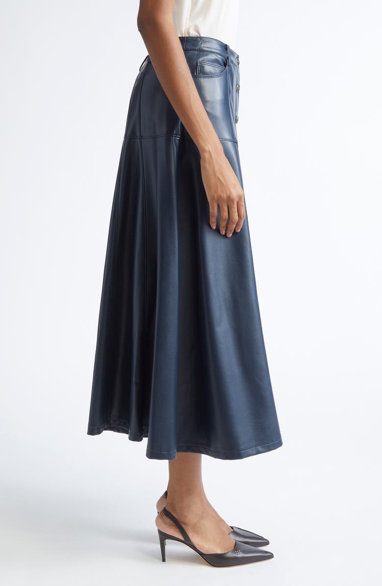 Cinq à Sept Veena Faux Leather Skirt, Alternate, color, Navy