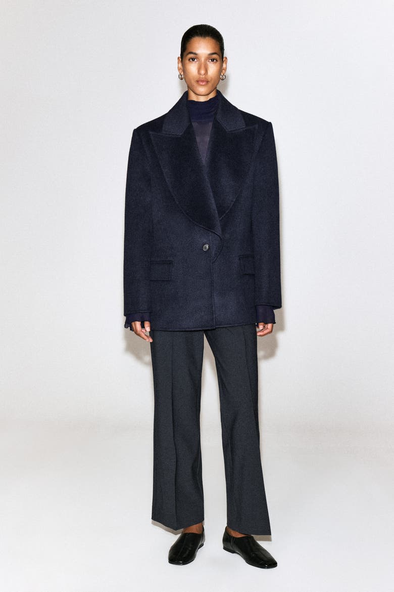 Twill Cropped Flared Pants, Main, color, NAVY