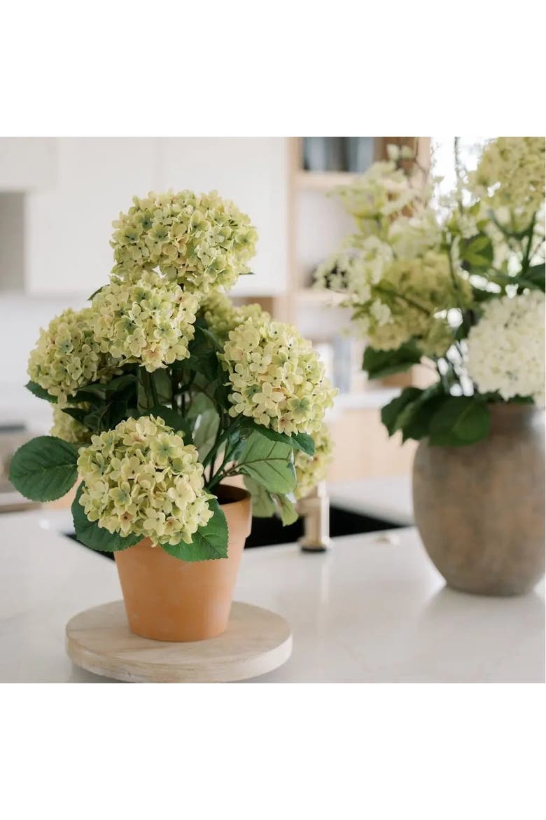23" Artificial Light Green Potted Hydrangea Plant, Alternate, color, Light Green