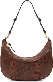 Clare V. Lune Snake Embossed Leather Shoulder Bag